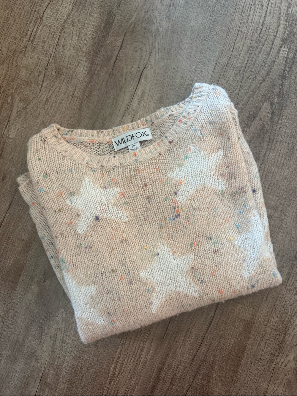 Wildfox Women's Cream Star Distressed Knit Sweater